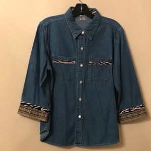 Quizz Again Women’s Size XL Denim Long Sleeve Shirt